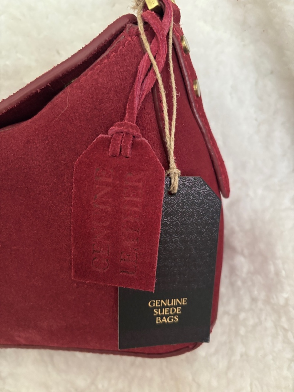 Classic Burgundy Suede Shoulder/Crossbody Bag - Stylish Everyday Carry - Picture 2 of 11